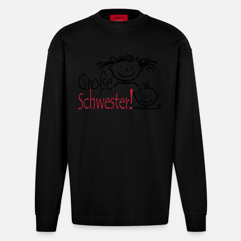 Grosse Schwester - Heavyweight Oversized Organic Langarmshirt Made in EU - SOLID BLACK