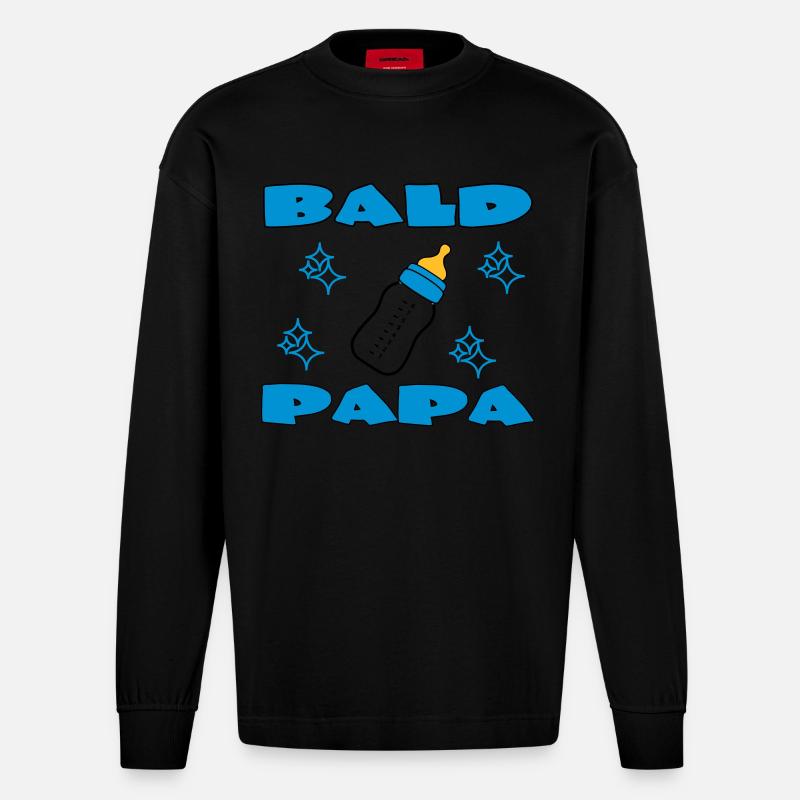KAHLKÖPFIGER PAPA - Heavyweight Oversized Organic Langarmshirt Made in EU - SOLID BLACK