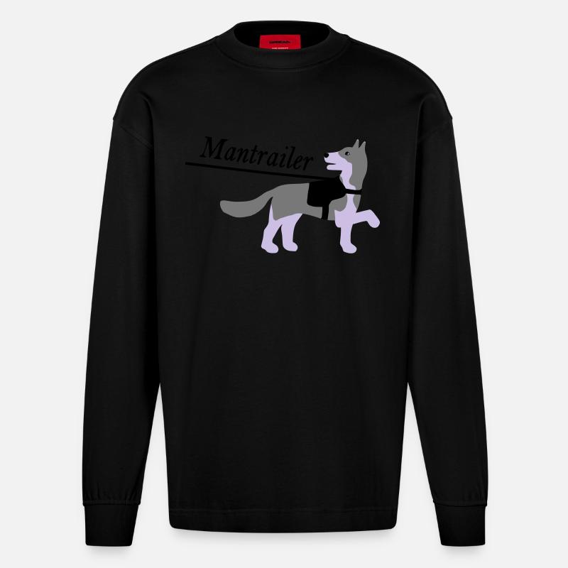 Mantrailer vektor - Heavyweight Oversized Organic Langarmshirt Made in EU - SOLID BLACK