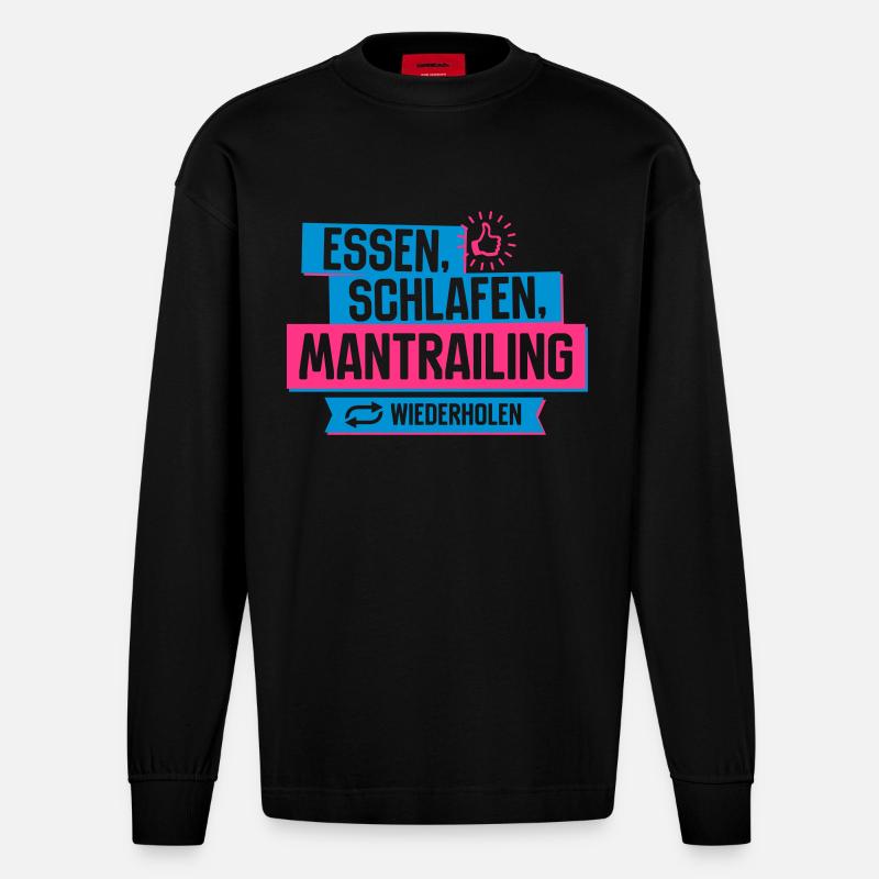 Hobby Mantrailing - Heavyweight Oversized Organic Langarmshirt Made in EU - SOLID BLACK