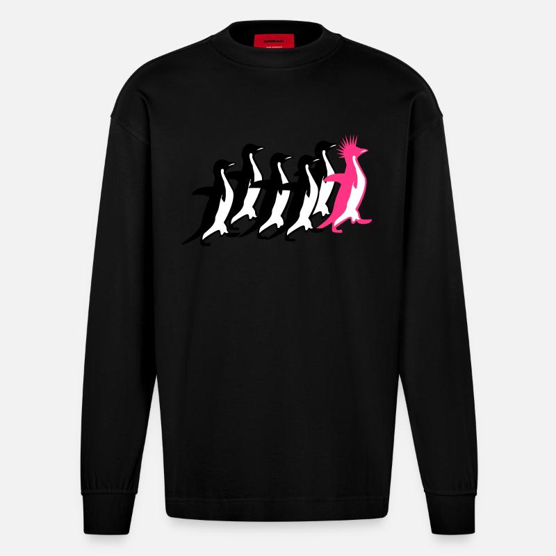 Pinguine Rudel - Heavyweight Oversized Organic Langarmshirt Made in EU - SOLID BLACK