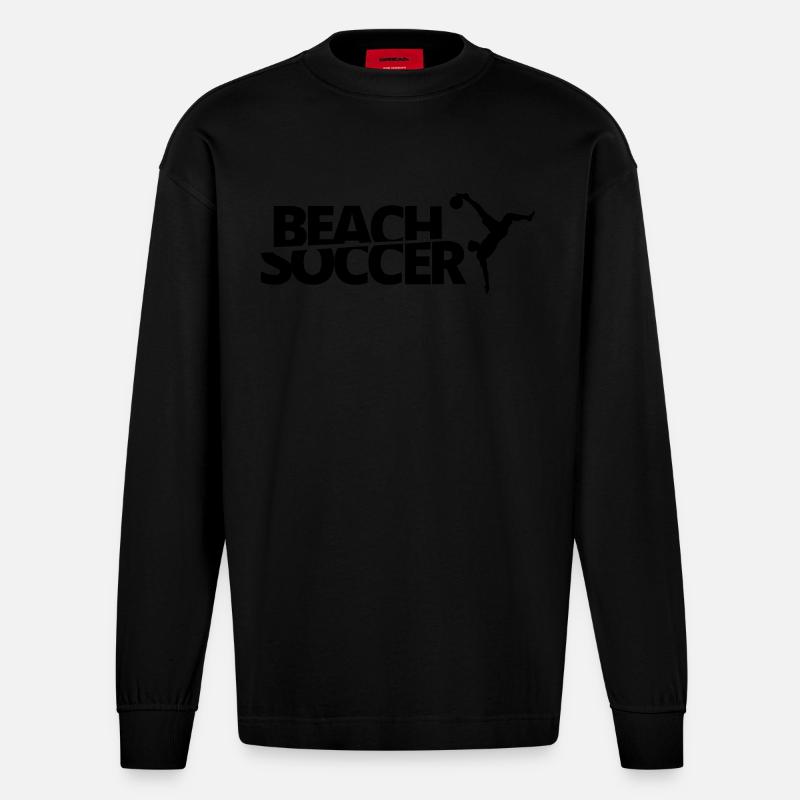 BEACH SOCCER # 1 - Manches longues bio épais oversize fabriqué en UE - SOLID BLACK