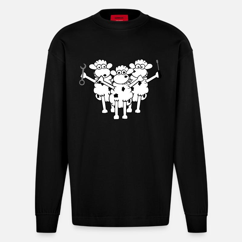 mechanikaeaeaergruppe_3f - Heavyweight Oversized Organic Langarmshirt Made in EU - SOLID BLACK