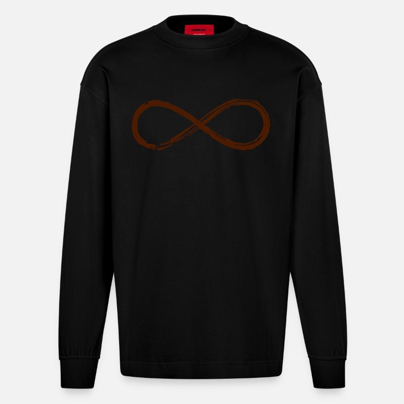 Lemniscate, Symbol Infinity, Mathematics, Loop - Manches longues bio épais oversize fabriqué en UE - SOLID BLACK