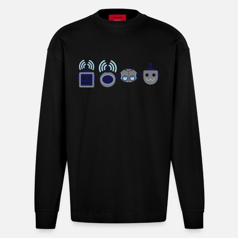 Die Roboter Geeks - Heavyweight Oversized Organic Langarmshirt Made in EU - SOLID BLACK