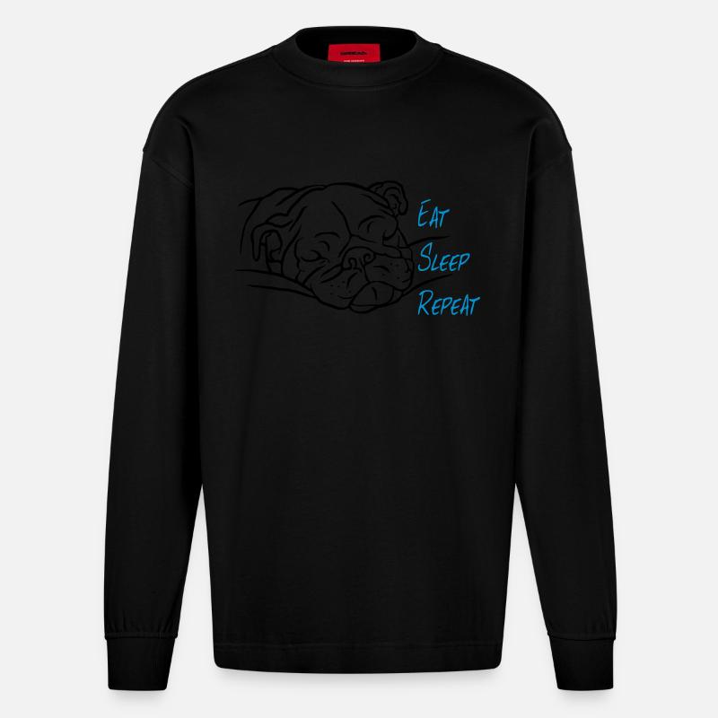 Eat Sleep Repeat - Heavyweight Oversized Organic Langarmshirt Made in EU - SOLID BLACK