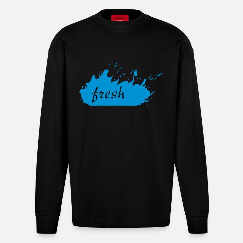 fresh splash > Vectorgraphic - Heavyweight Oversized Organic Langarmshirt Made in EU - SOLID BLACK