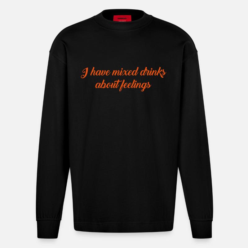 boissons mixtes Texte - Manches longues bio épais oversize fabriqué en UE - SOLID BLACK