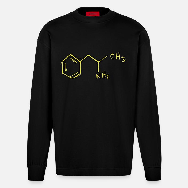 Amphetamin Strukturformel Chemie - Heavyweight Oversized Organic Langarmshirt Made in EU - SOLID BLACK