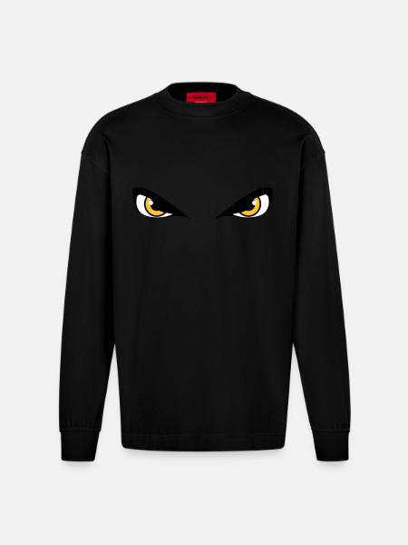 Dangerous evil eyes - Heavyweight Oversized Organic Longsleeve Shirt Made in EU - SOLID BLACK