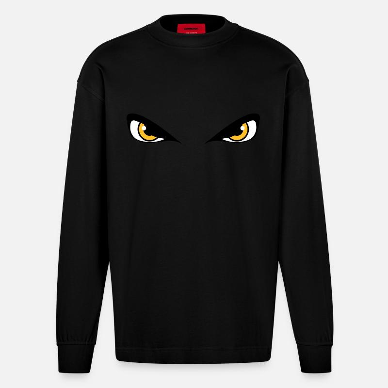 Dangerous evil eyes - Heavyweight Oversized Organic Longsleeve Shirt Made in EU - SOLID BLACK