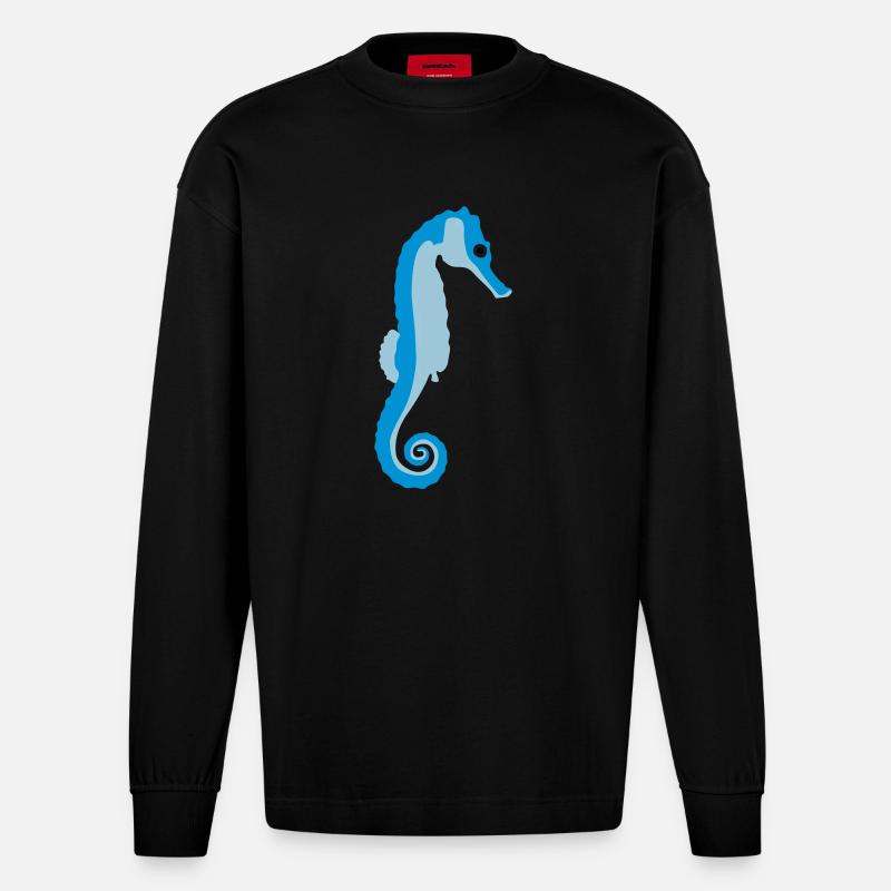 seepferdchen_082012_a_3c - Manches longues bio épais oversize fabriqué en UE - SOLID BLACK