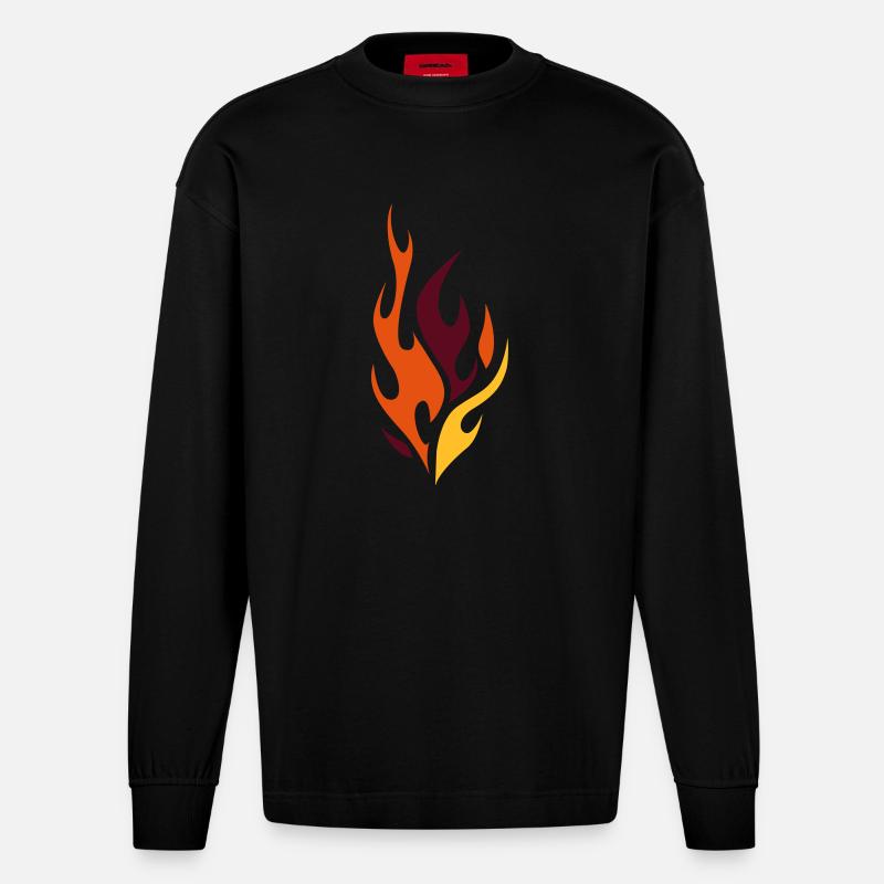flammen - Heavyweight Oversized Organic Langarmshirt Made in EU - SOLID BLACK