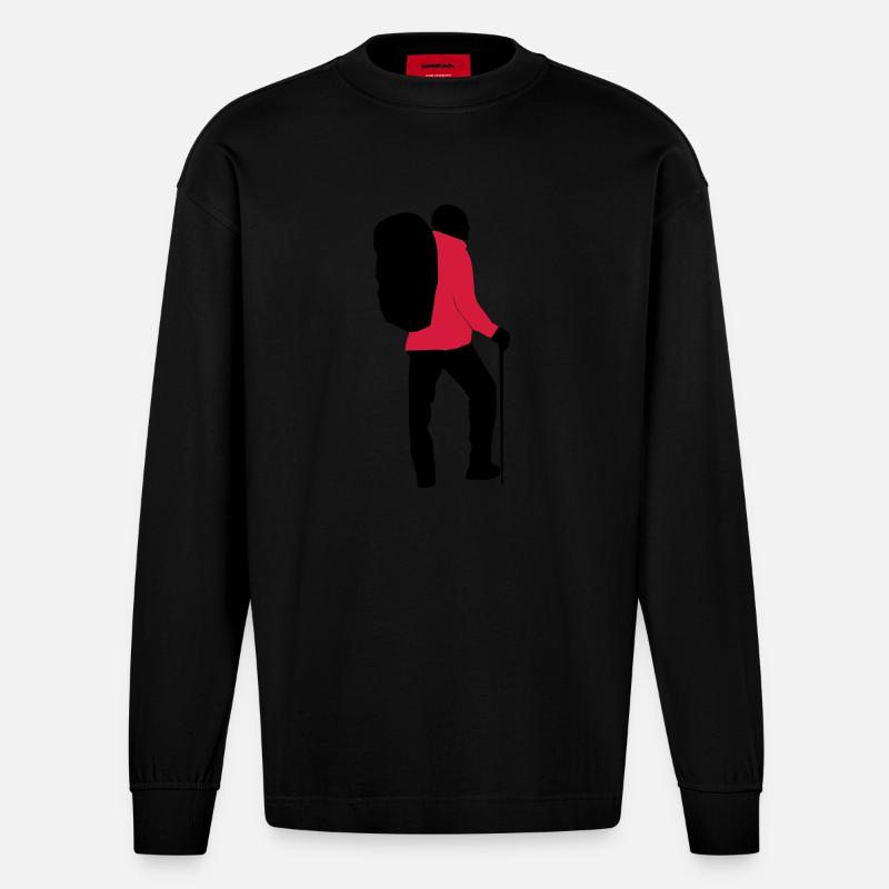Wanderer personalisierbar - Heavyweight Oversized Organic Langarmshirt Made in EU - SOLID BLACK