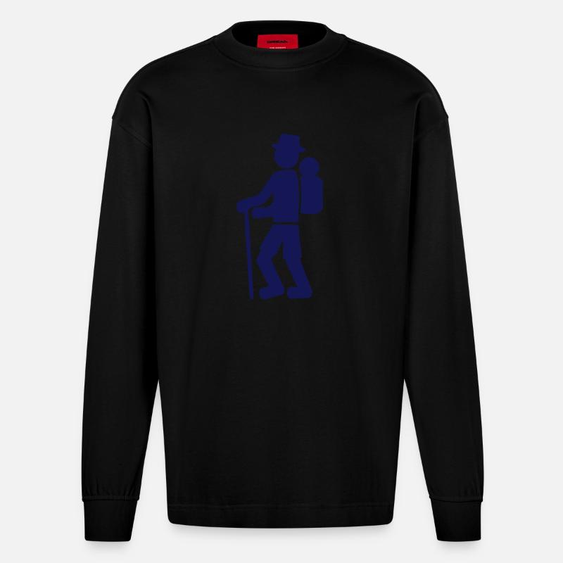 Wanderer - Heavyweight Oversized Organic Langarmshirt Made in EU - SOLID BLACK