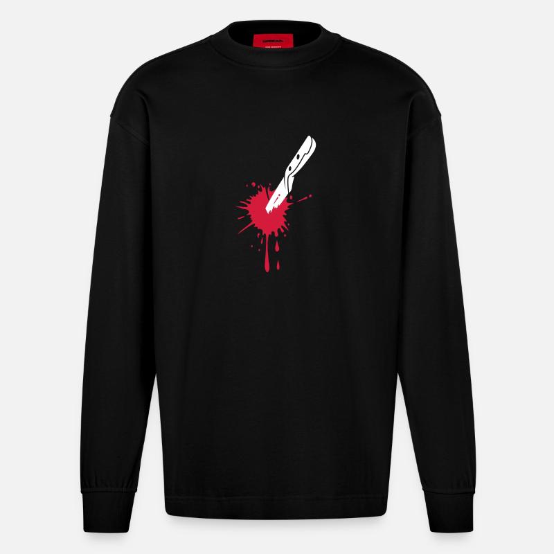 BLOOD MESSER - Heavyweight Oversized Organic Langarmshirt Made in EU - SOLID BLACK