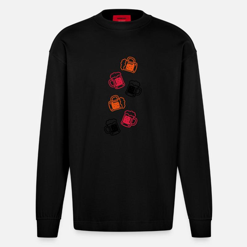Bier Bierglas - Heavyweight Oversized Organic Langarmshirt Made in EU - SOLID BLACK