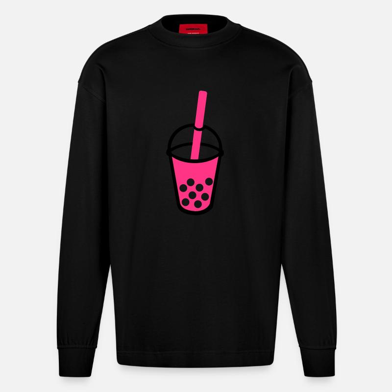 Bubble Tea - Heavyweight Oversized Organic Langarmshirt Made in EU - SOLID BLACK