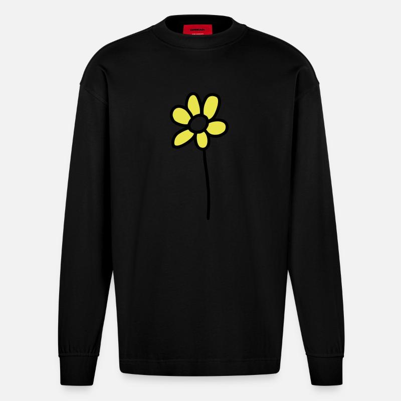 Blümchen - V2 - Heavyweight Oversized Organic Langarmshirt Made in EU - SOLID BLACK