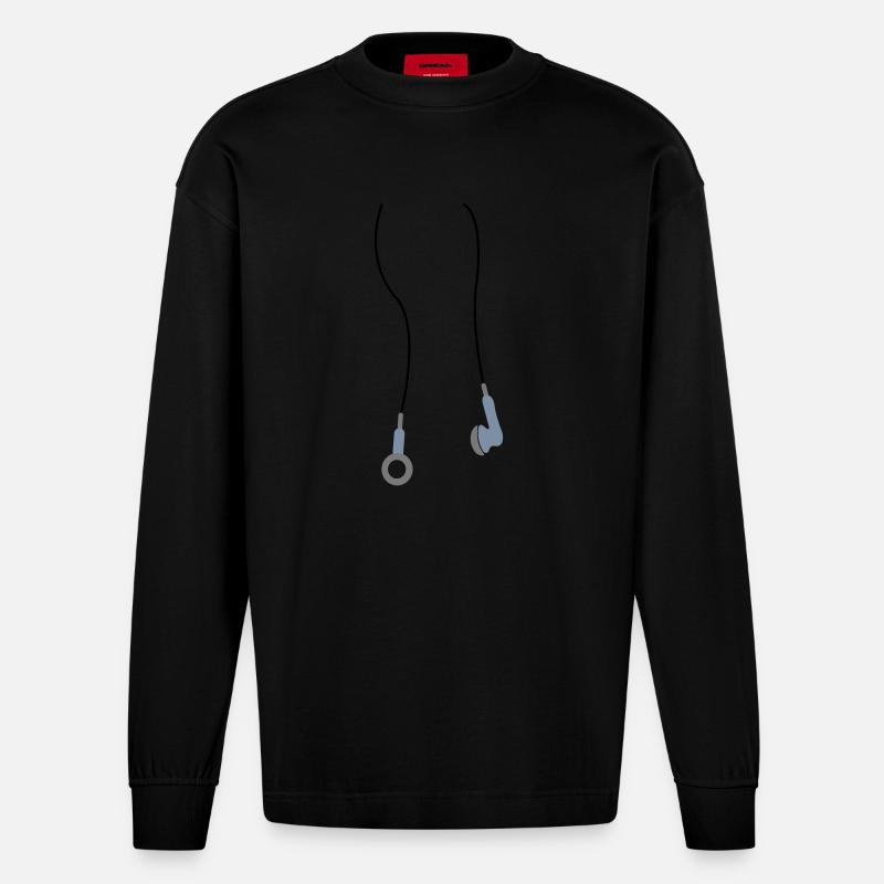 kopfhoerer3 - Manches longues bio épais oversize fabriqué en UE - SOLID BLACK