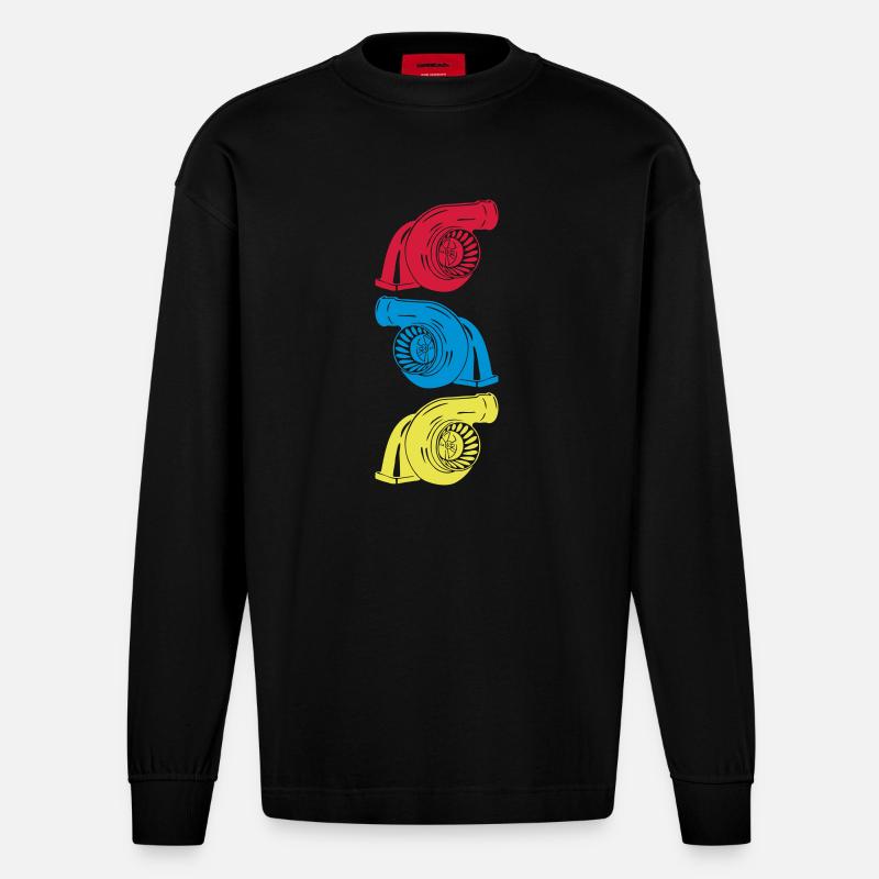 Turbo 3 er - Heavyweight Oversized Organic Langarmshirt Made in EU - SOLID BLACK