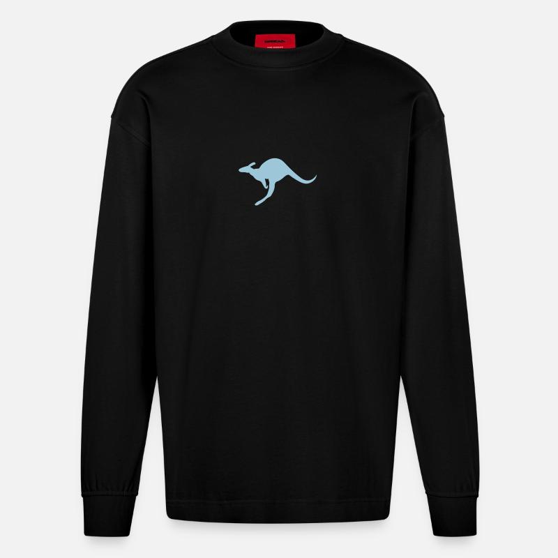 Kangaroo wallaby l'outback australien kangourou - Manches longues bio épais oversize fabriqué en UE - SOLID BLACK