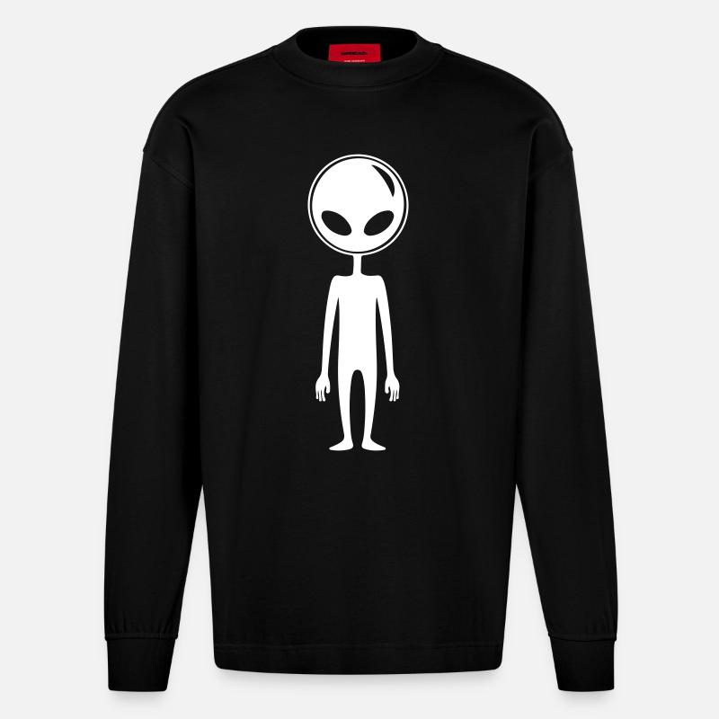 Alien Außerirdischer - Heavyweight Oversized Organic Langarmshirt Made in EU - SOLID BLACK