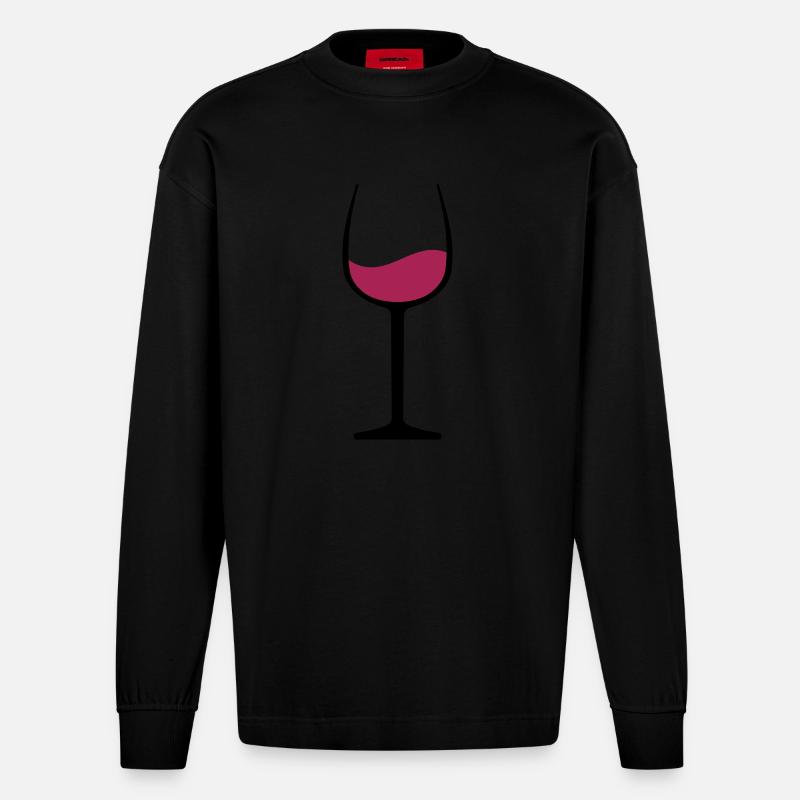 Wein - Heavyweight Oversized Organic Langarmshirt Made in EU - SOLID BLACK