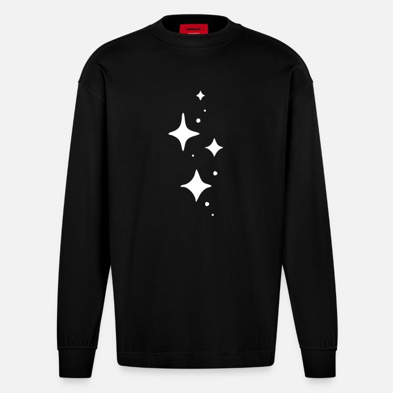 Glitzer Dekor Element - Heavyweight Oversized Organic Langarmshirt Made in EU - SOLID BLACK