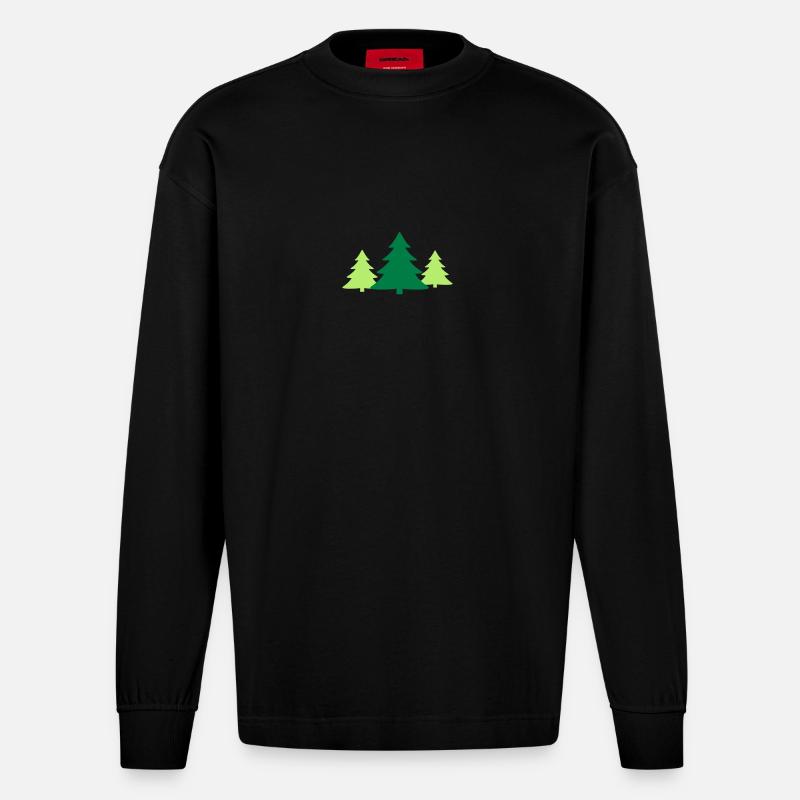 Christbaum, Gruppe - Heavyweight Oversized Organic Langarmshirt Made in EU - SOLID BLACK