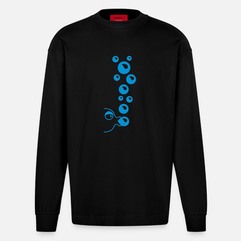 fishbubbles - Manches longues bio épais oversize fabriqué en UE - SOLID BLACK