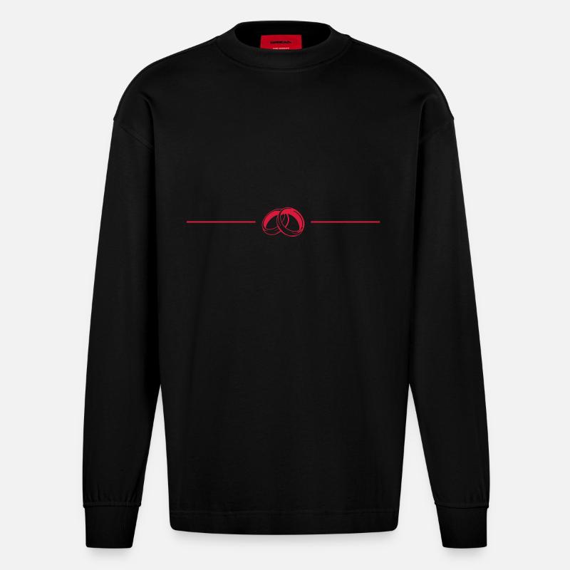 Eheringe Symbol Hochzeit - Heavyweight Oversized Organic Langarmshirt Made in EU - SOLID BLACK