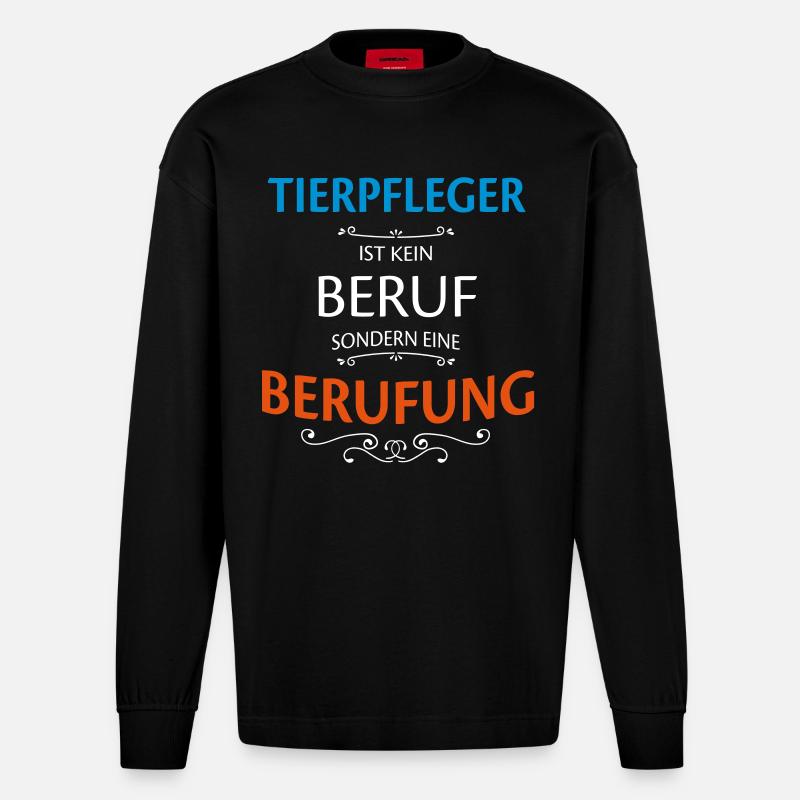 Tierpfleger Beruf - Heavyweight Oversized Organic Langarmshirt Made in EU - SOLID BLACK