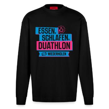 Hobby Duathlon - Heavyweight Oversized Organic Langarmshirt Made in EU - SOLID BLACK - Vorne