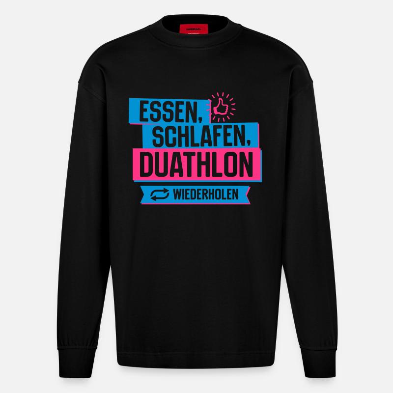 Hobby Duathlon - Heavyweight Oversized Organic Langarmshirt Made in EU - SOLID BLACK