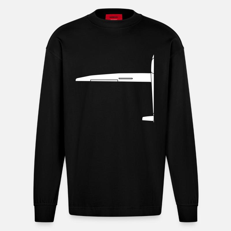 segelflugzeug glider - Heavyweight Oversized Organic Langarmshirt Made in EU - SOLID BLACK