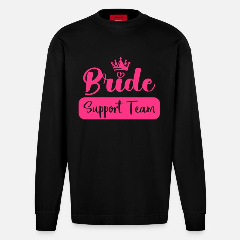 bride support team - Heavyweight Oversized Organic Langarmshirt Made in EU - SOLID BLACK