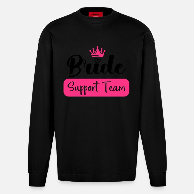 bride support team - Heavyweight Oversized Organic Langarmshirt Made in EU - SOLID BLACK