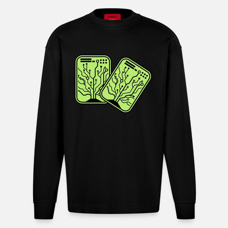 micro chip 2 - Heavyweight Oversized Organic Langarmshirt Made in EU - SOLID BLACK