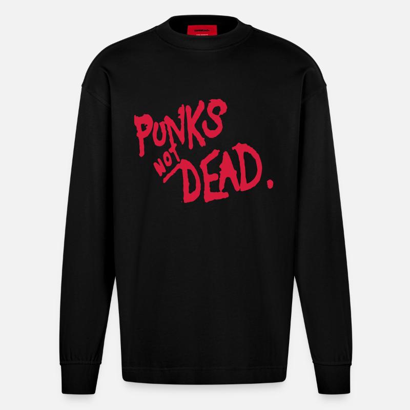 Punks not Dead - Heavyweight Oversized Organic Langarmshirt Made in EU - SOLID BLACK