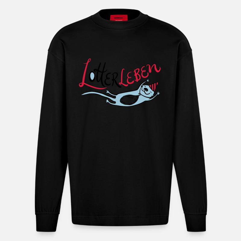 Lotterleben Zwo - Heavyweight Oversized Organic Langarmshirt Made in EU - SOLID BLACK