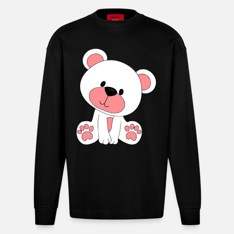 Teddybär - Heavyweight Oversized Organic Langarmshirt Made in EU - SOLID BLACK