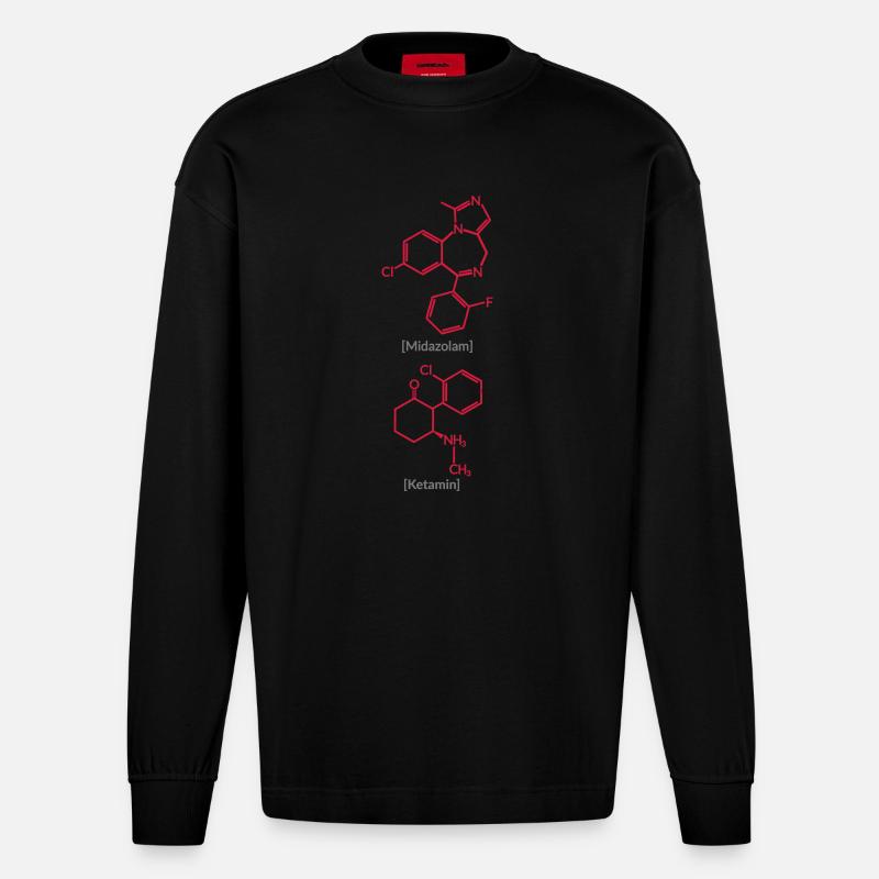 Ketamin Midazolam - Heavyweight Oversized Organic Langarmshirt Made in EU - SOLID BLACK