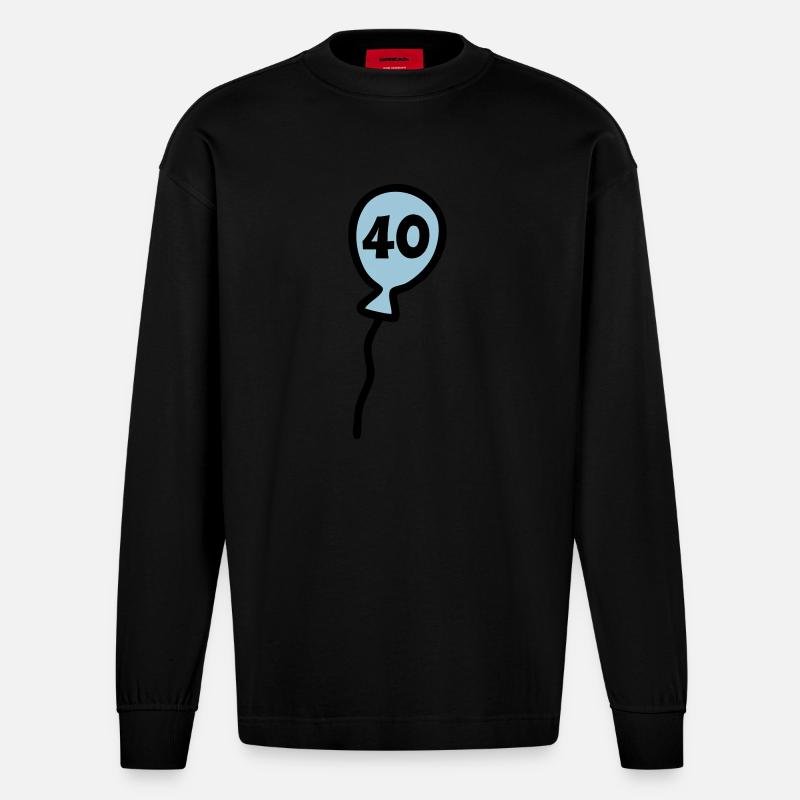 40 Luftballon - V2 - Heavyweight Oversized Organic Langarmshirt Made in EU - SOLID BLACK