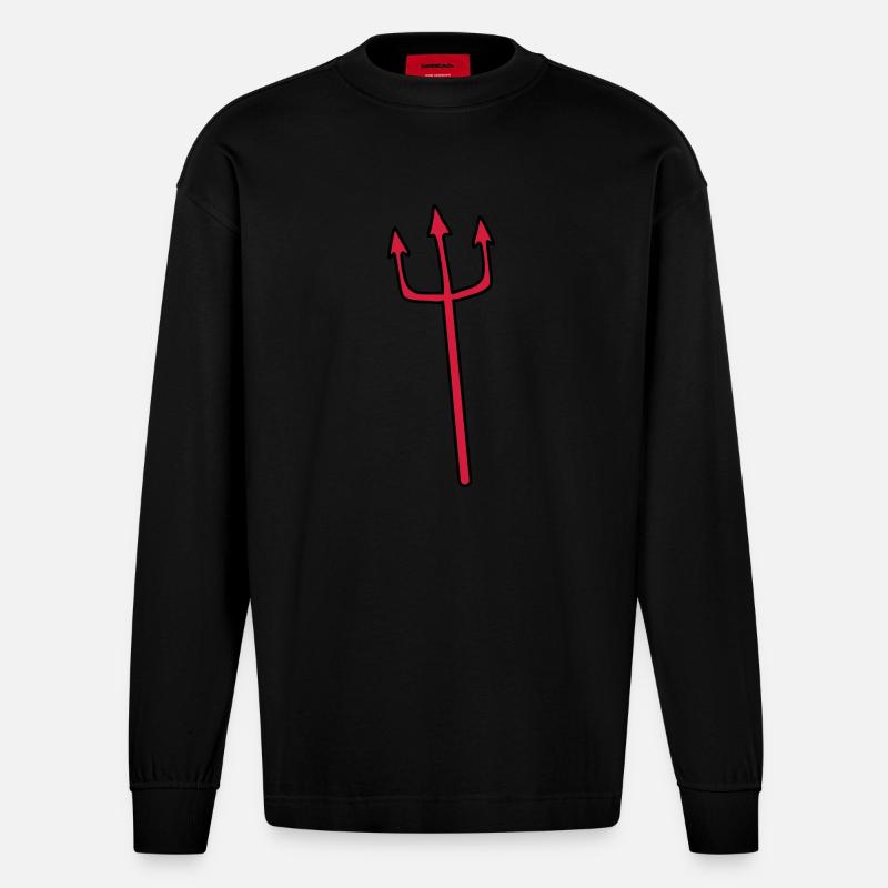 Diable Trident arme autopiqueur - Manches longues bio épais oversize fabriqué en UE - SOLID BLACK