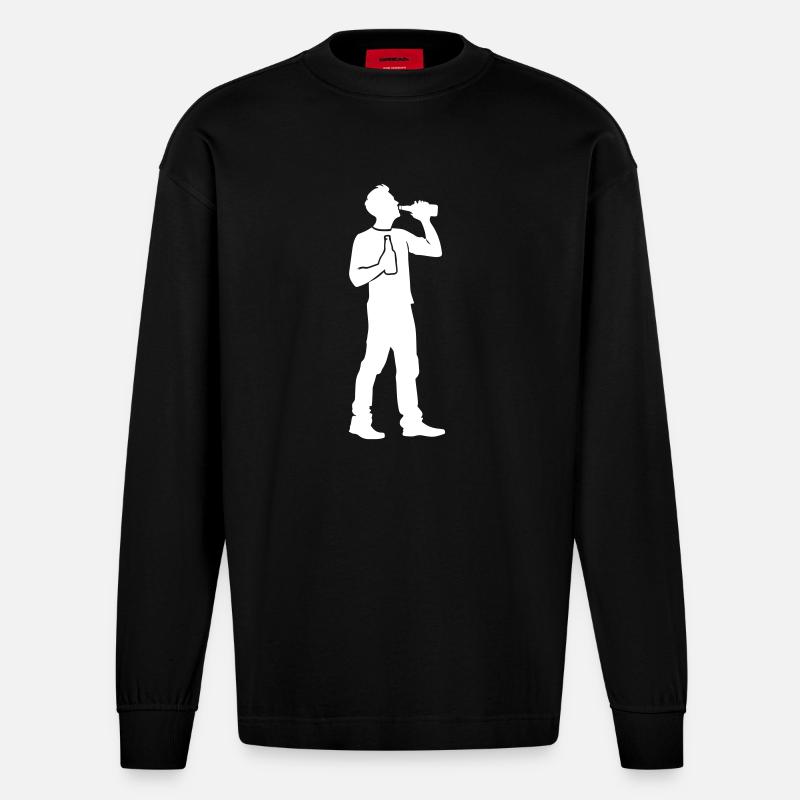 Drinking Party Mann - Heavyweight Oversized Organic Langarmshirt Made in EU - SOLID BLACK