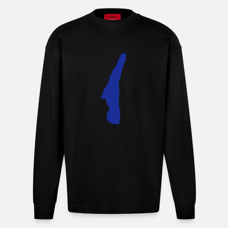 Le lac de Starnberg - Manches longues bio épais oversize fabriqué en UE - SOLID BLACK