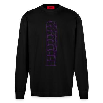 Turning Torso Malmö - Heavyweight Oversized Organic Langarmshirt Made in EU - SOLID BLACK - Vorne