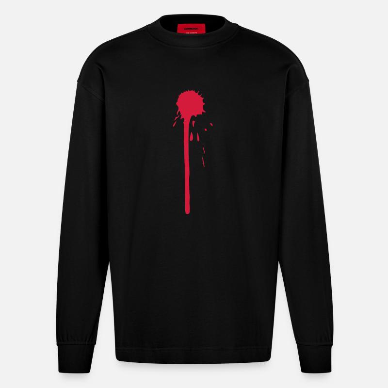 Einschussloch Blutspritzer - Heavyweight Oversized Organic Langarmshirt Made in EU - SOLID BLACK