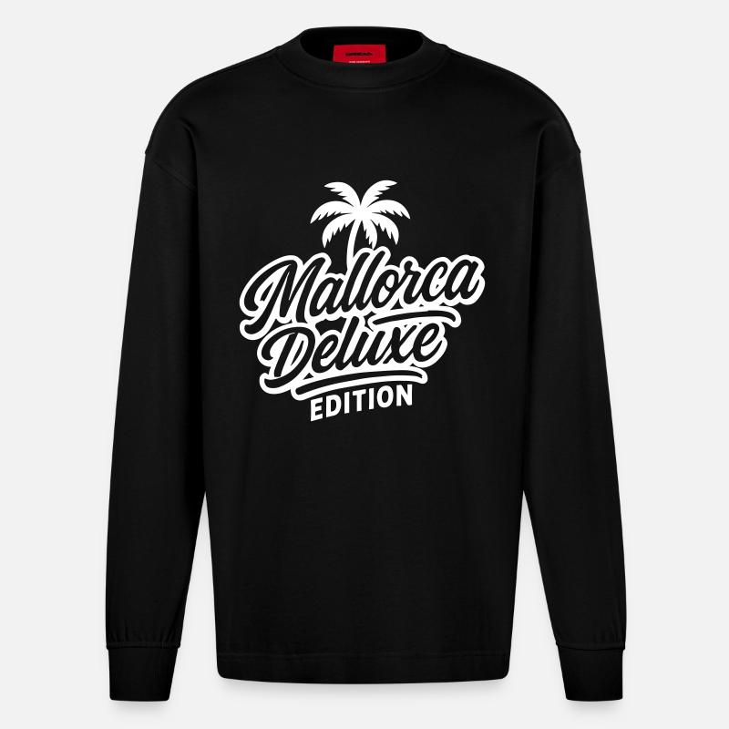 Mallorca Deluxe Edition - Heavyweight Oversized Organic Langarmshirt Made in EU - SOLID BLACK